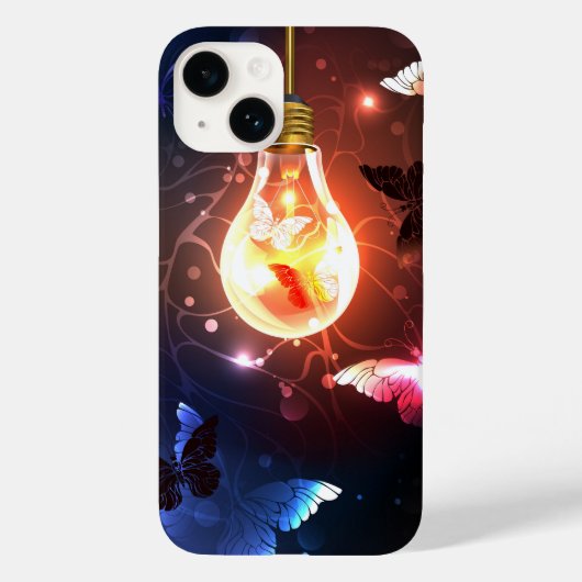 Gloeiende gloeilamp met nachtvlinders Case-Mate iPhone case (Achterkant)