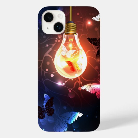 Gloeiende gloeilamp met nachtvlinders Case-Mate iPhone case (Achterkant)