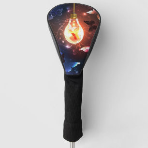 Gloeiende gloeilamp met nachtvlinders golfheadcover