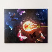 Gloeiende gloeilamp met nachtvlinders legpuzzel (Horizontaal)
