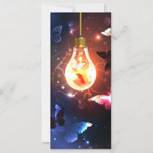 Gloeiende gloeilamp met nachtvlinders magnetische uitnodiging