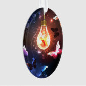 Gloeiende gloeilamp met nachtvlinders ornament (voorkant)
