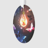 Gloeiende gloeilamp met nachtvlinders ornament (voorkant)