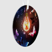 Gloeiende gloeilamp met nachtvlinders ornament (voorkant)