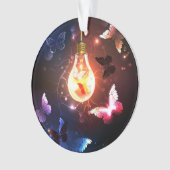 Gloeiende gloeilamp met nachtvlinders ornament (voorkant)