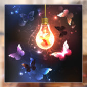 Gloeiende gloeilamp met nachtvlinders raamsticker (Vel 2)