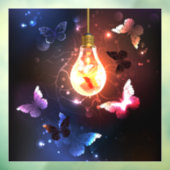 Gloeiende gloeilamp met nachtvlinders raamsticker (Vel 3)