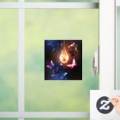Gloeiende gloeilamp met nachtvlinders raamsticker (Huis)