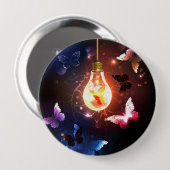 Gloeiende gloeilamp met nachtvlinders ronde button 4,0 cm (Voorkant /achterkant)