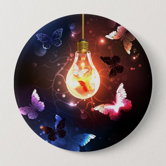Gloeiende gloeilamp met nachtvlinders ronde button 4,0 cm (Voorkant)