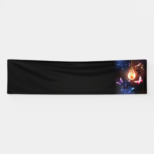 Gloeiende gloeilamp met nachtvlinders spandoek (Horizontaal)