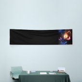 Gloeiende gloeilamp met nachtvlinders spandoek (Beurs)