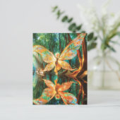 Gloeiende Golden Fairy Vliegen door het bos Briefkaart (Staand voorkant)