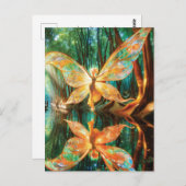Gloeiende Golden Fairy Vliegen door het bos Briefkaart (Voorkant / Achterkant)