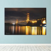 Gloeiende Golden Gate Bridge Canvas Afdruk (Insitu (Houten vloer))