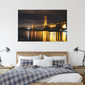 Gloeiende Golden Gate Bridge Canvas Afdruk (Insitu (Slaapkamer))