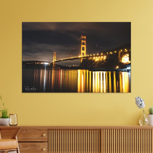Gloeiende Golden Gate Bridge Canvas Afdruk (Insitu (Woonkamer))