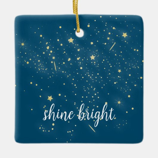 Gloeiende gouden sterren keramisch ornament (Voorkant)