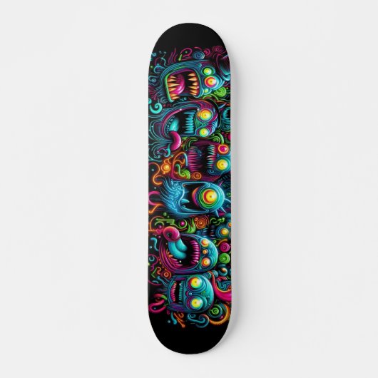 Gloeiende graffiti monsters design persoonlijk skateboard (Voorkant)
