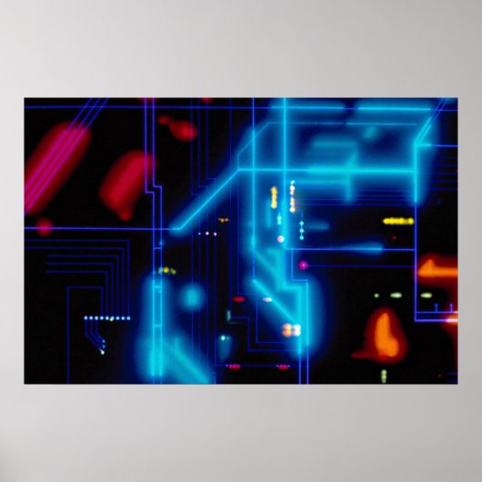 Gloeiende grafische printplaat poster (Voorkant)