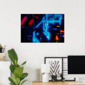 Gloeiende grafische printplaat poster (Thuiskantoor)