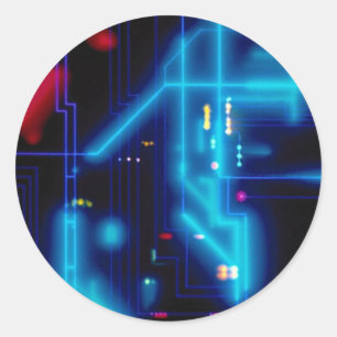 Gloeiende grafische printplaat ronde sticker