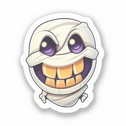 Gloeiende grijns: lachende Halloween Mummy Sticker (Voorkant)