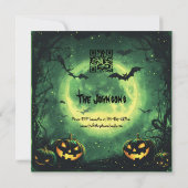 Gloeiende groene Halloween Party - Jack-o'-Lantern Kaart (Achterkant)