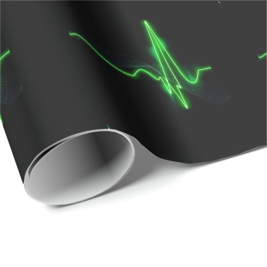 Gloeiende groene hartslag puls Abstract Cadeaupapier (Rol Hoek)
