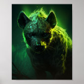 Gloeiende groene ogen Hyena Wildlife Poster (Voorkant)