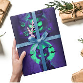 Gloeiende Groene Ogen Zwarte Kat Cadeaupapier