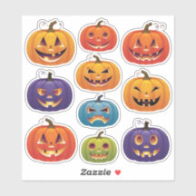 Gloeiende Halloween Jack-o’-Lantern Sticker Blad