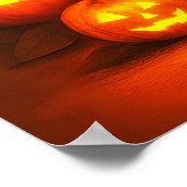Gloeiende Halloween pompoen met Schattigee zwarte  Poster (Hoek)