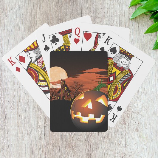 Gloeiende Halloween pompoen Pokerkaarten