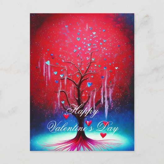 Gloeiende hartboom valentijn briefkaart (Voorkant)