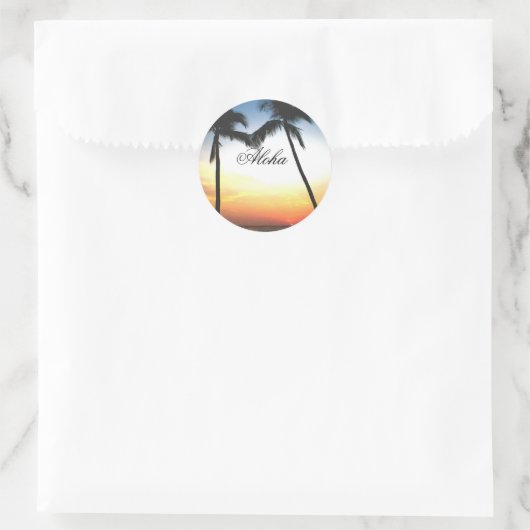 Gloeiende Hawaii zonsondergang Ronde Sticker (Tas)