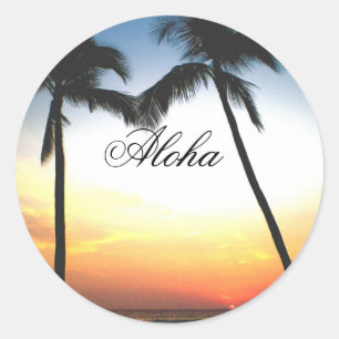 Gloeiende Hawaii zonsondergang Ronde Sticker