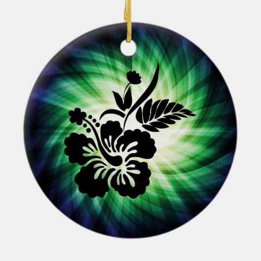 Gloeiende Hawaiiaanse bloemen Keramisch Ornament (Achterkant)