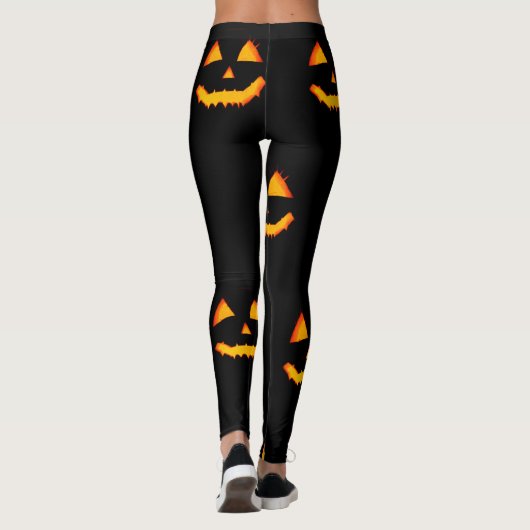 Gloeiende hefboom-o-latroop op zwarte halloween leggings (Achterkant)