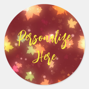 Gloeiende herfst kleurrijke esdoornblad bruin sina ronde sticker