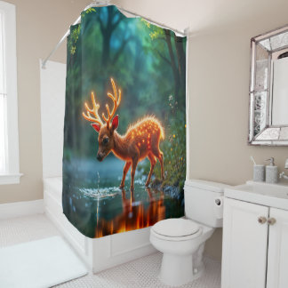 Gloeiende herten magische bos drink stroom douchegordijn