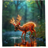 Gloeiende herten magische bos drink stroom douchegordijn (Voorkant)