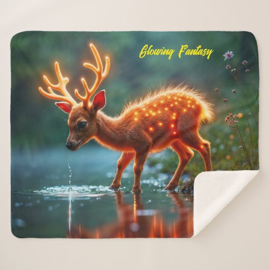 Gloeiende herten magische bos drink stroom sherpa deken (Voorkant (horizontaal))