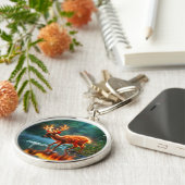 Gloeiende herten magische bos drink stroom sleutelhanger (Zijkant)