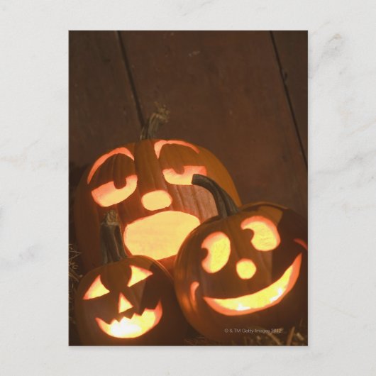 Gloeiende jack-o'-lantaarns 2 briefkaart (Voorkant)