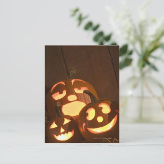 Gloeiende jack-o'-lantaarns 2 briefkaart (Staand voorkant)