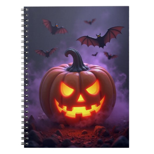 Gloeiende Jack O Lantern Geheime Pompoen Nacht Vle Notitieboek (Voorkant)