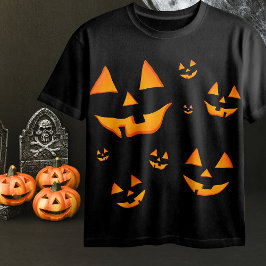Gloeiende Jack-O-Lantern gezichten Halloween ontwe T-shirt