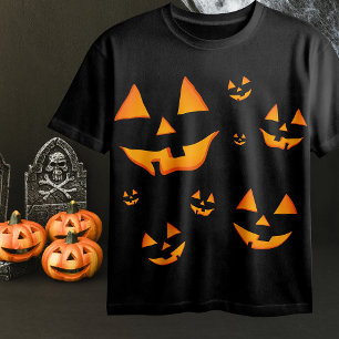 Gloeiende Jack-O-Lantern gezichten Halloween ontwe T-shirt