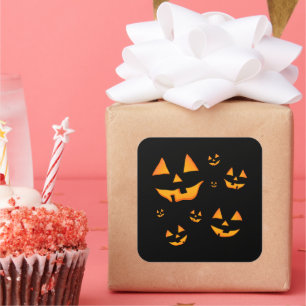 Gloeiende Jack-O-Lantern gezichten Halloween ontwe Vierkante Sticker